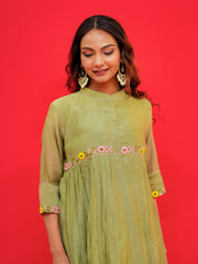Mul chanderi  Anchor thread Embroidery