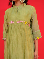 Mul chanderi  Anchor thread Embroidery