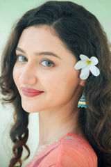 Mul chanderi suit with orgnza dupta pthion work