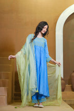 Mul chanderi Fabric orgnza dupta hand Embrodiray