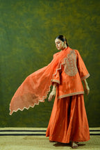 Pure Chiniya Silk Kurti & Sharara with Organza Dupatta
