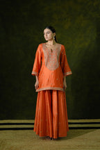 Pure Chiniya Silk Kurti & Sharara with Organza Dupatta