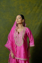 Pure Chiniya Silk Kurti & Sharara with Organza Dupatta