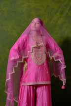 Pure Chiniya Silk Kurti & Sharara with Organza Dupatta
