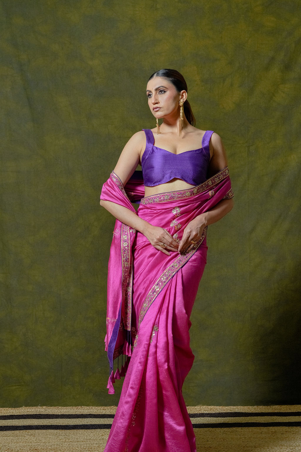 Pure Kora Silk Saree with Unstitched Blouse