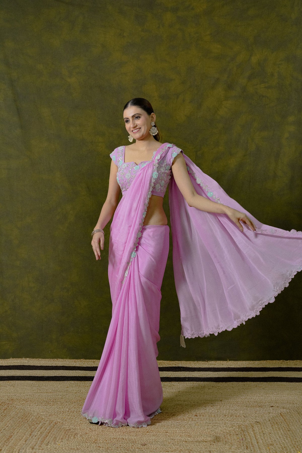 Pure Chiffon Saree with Unstitched Heavy Blouse