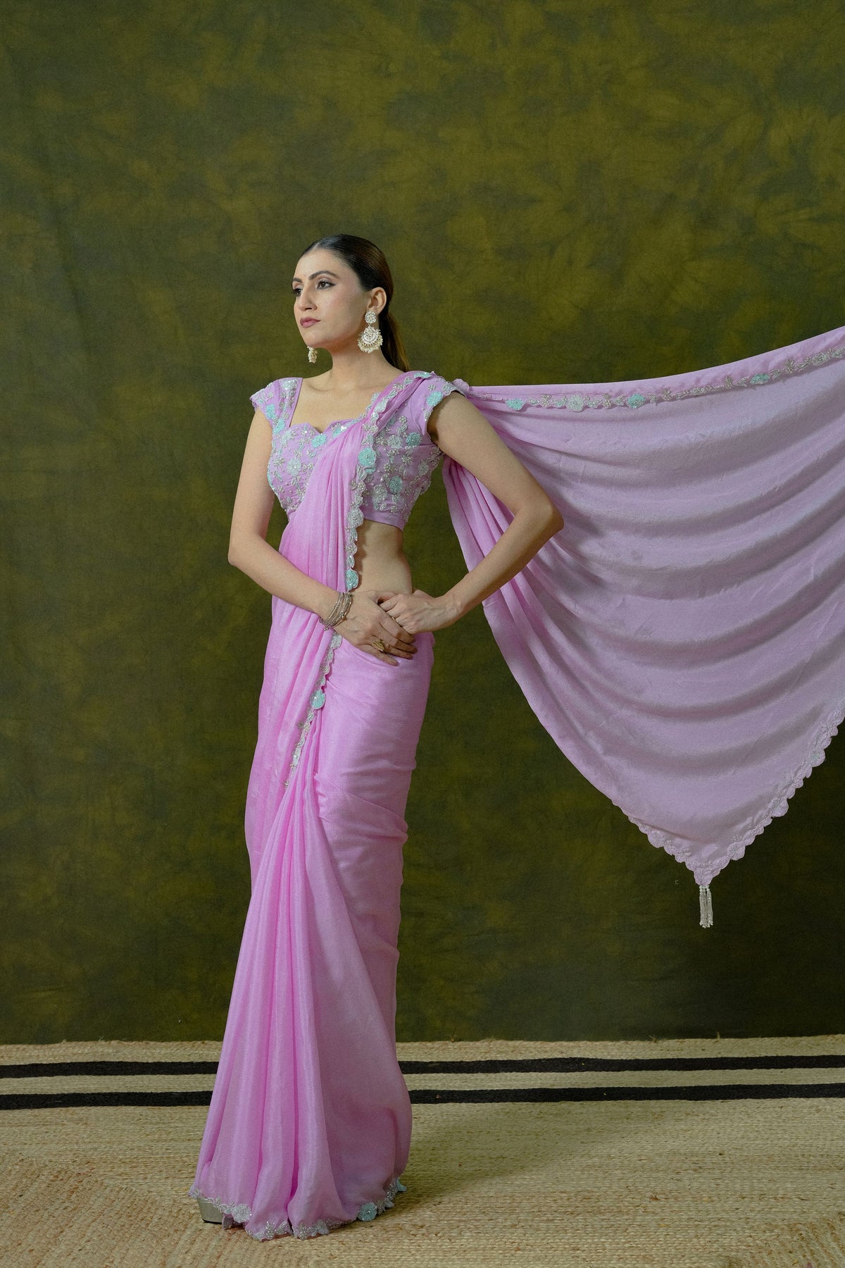 Pure Chiffon Saree with Unstitched Heavy Blouse