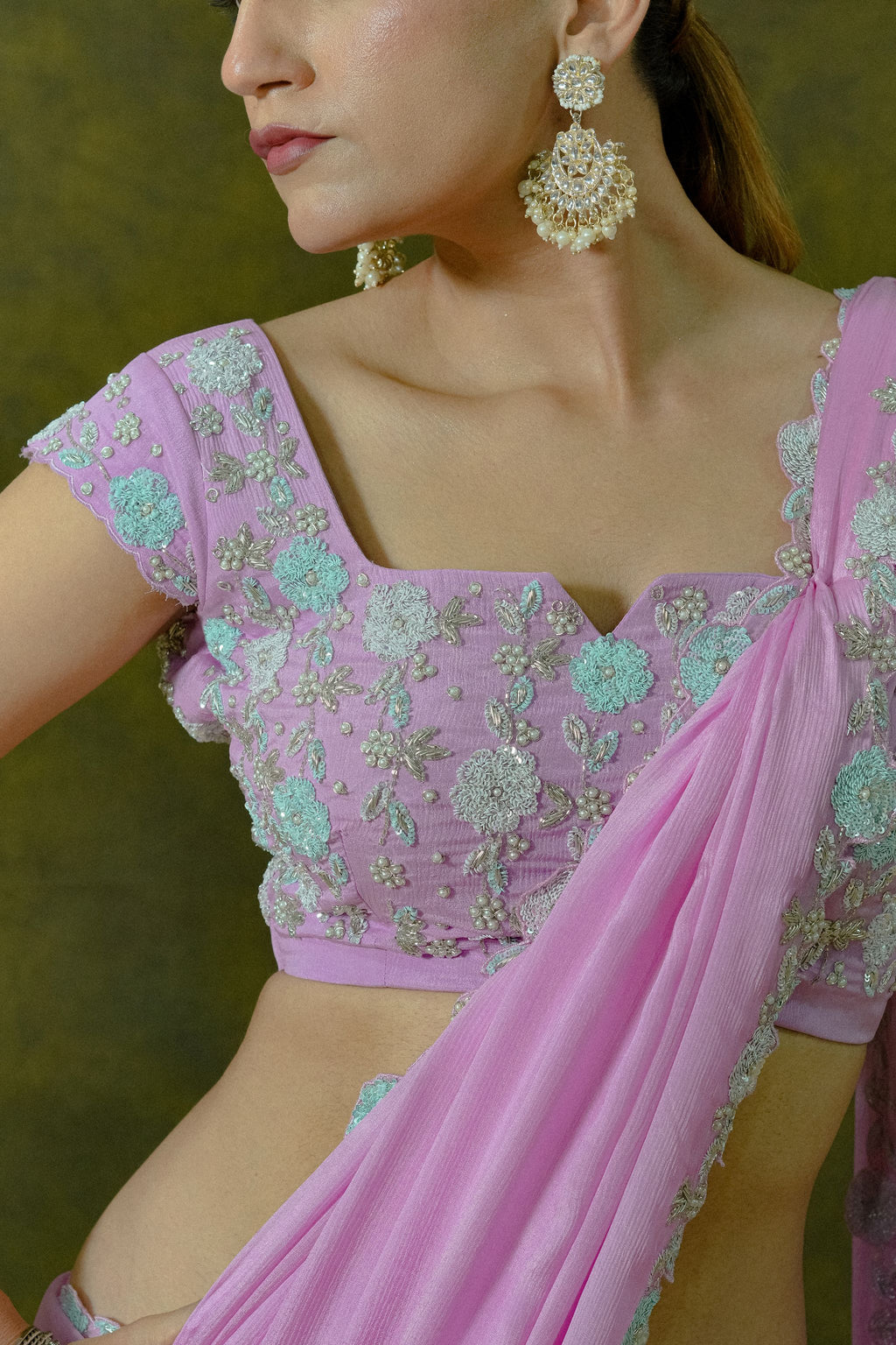 Pure Chiffon Saree with Unstitched Heavy Blouse