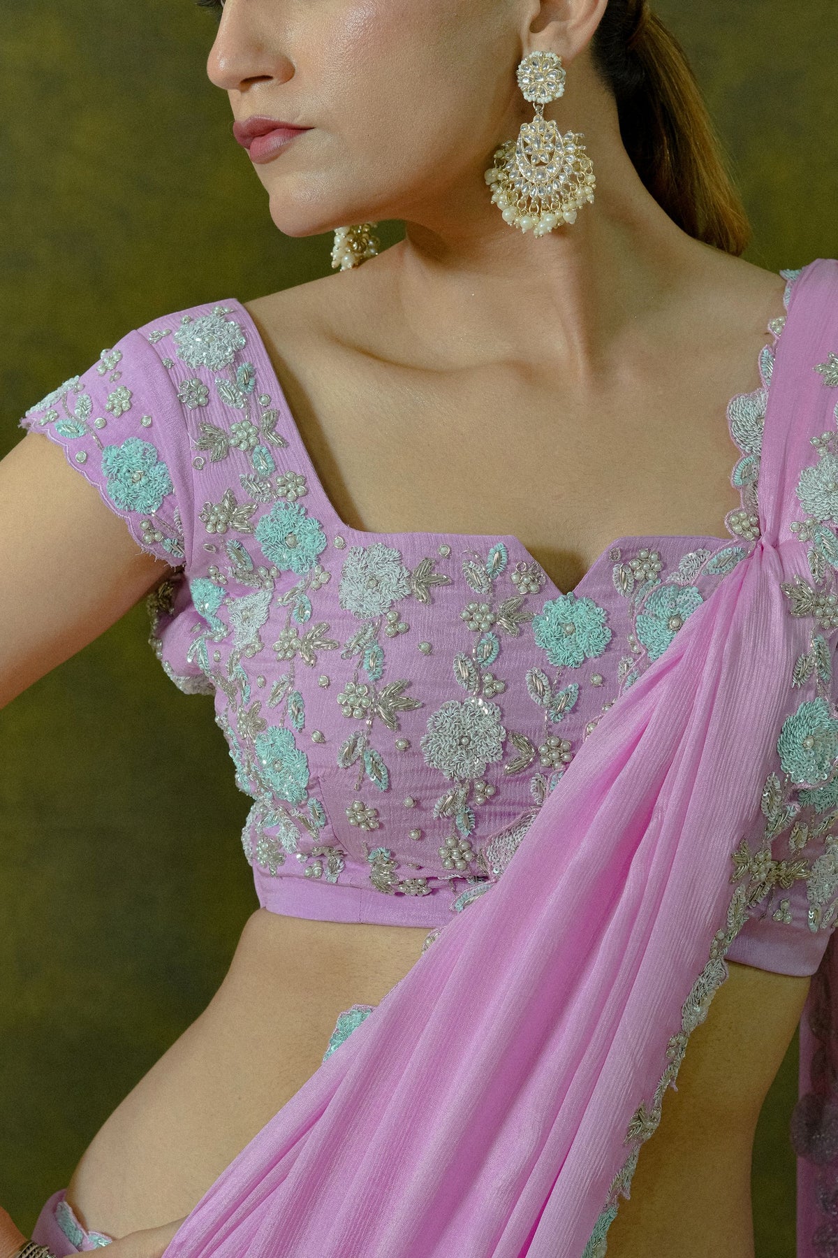 Pure Chiffon Saree with Unstitched Heavy Blouse