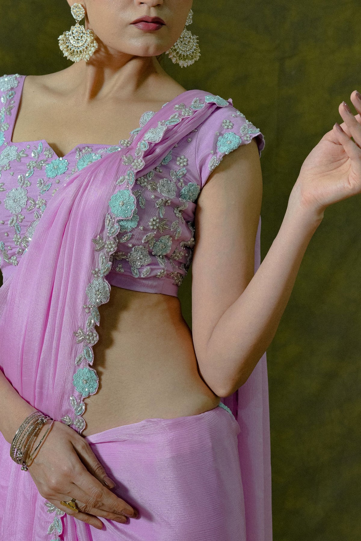 Pure Chiffon Saree with Unstitched Heavy Blouse