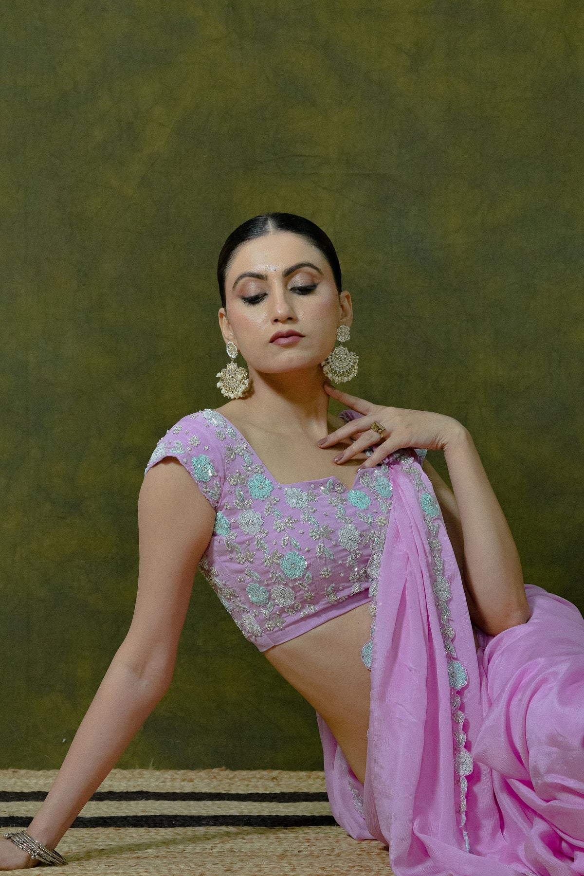 Pure Chiffon Saree with Unstitched Heavy Blouse