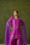Pure Chanderi Silk Kurti & Sharara with Organza Dupatta