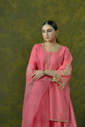 Pure Chanderi Silk Kurti & Sharara with Organza Dupatta