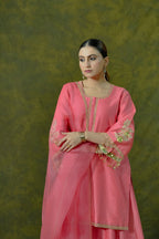 Pure Chanderi Silk Kurti & Sharara with Organza Dupatta
