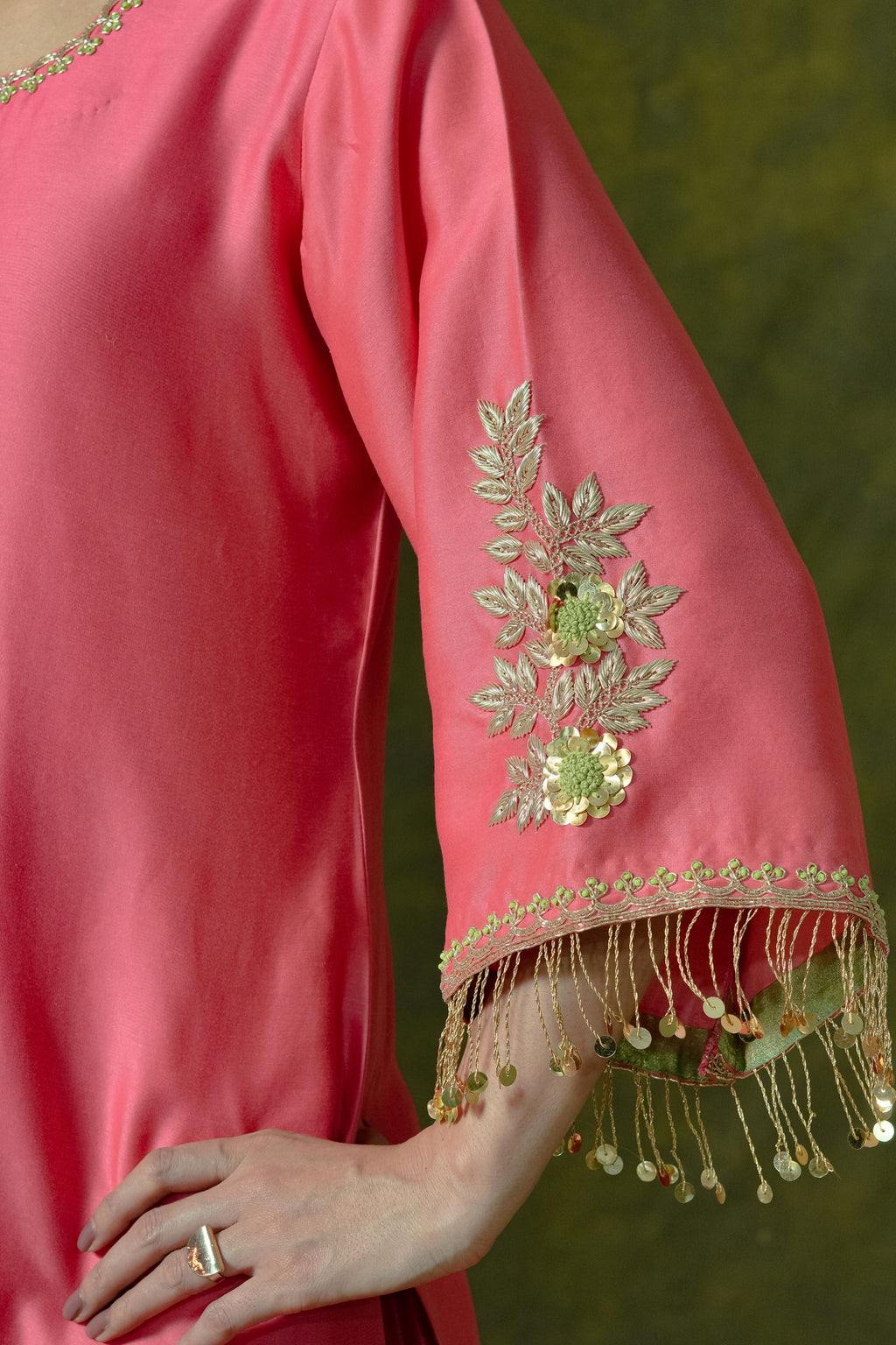 Pure Chanderi Silk Kurti & Sharara with Organza Dupatta