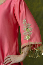 Pure Chanderi Silk Kurti & Sharara with Organza Dupatta