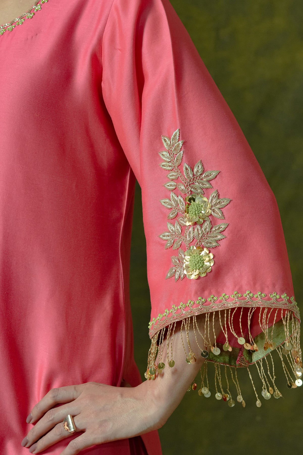 Pure Chanderi Silk Kurti & Sharara with Organza Dupatta