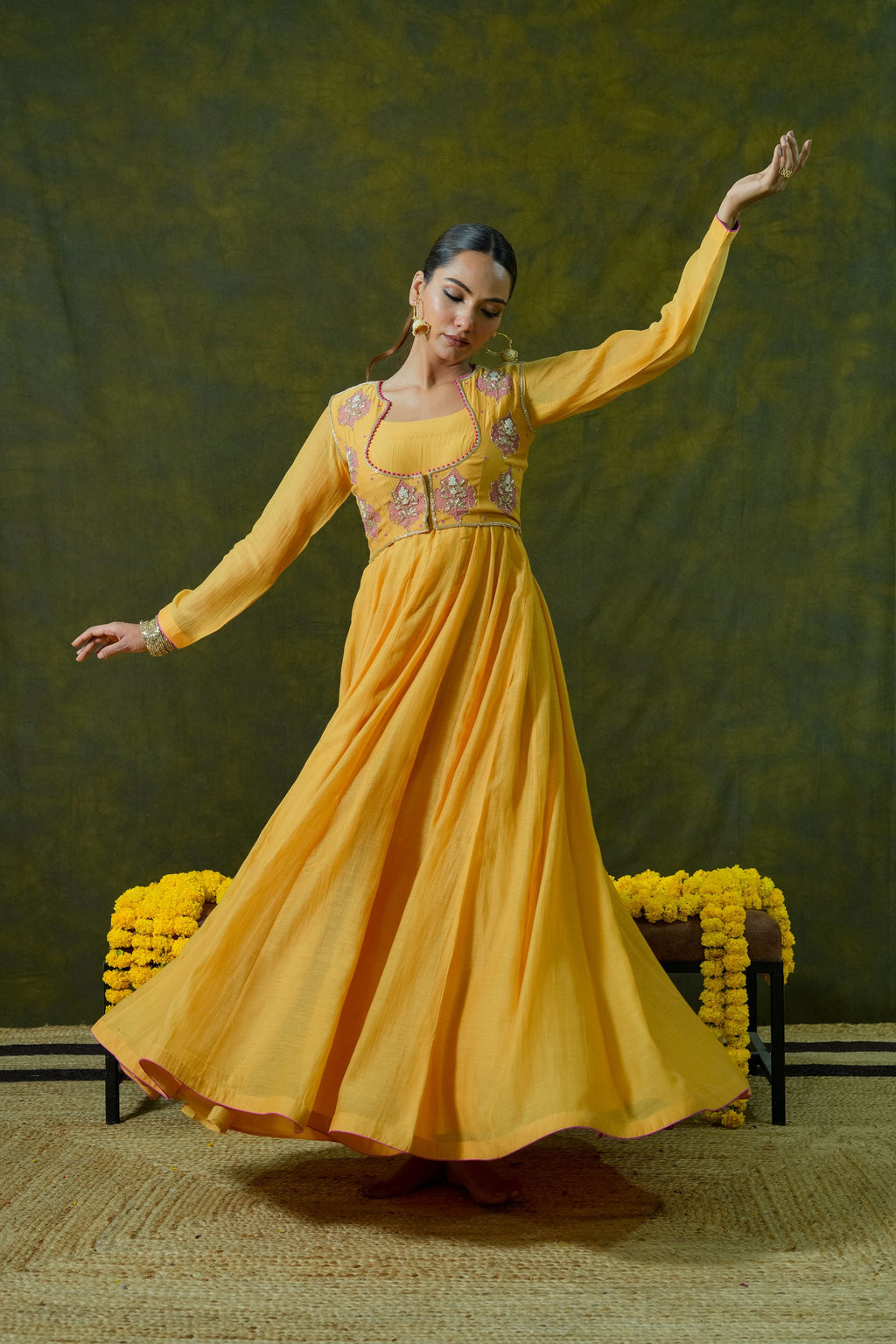Pure Mul Chanderi Anarkali with Pure Organza Dupatta
