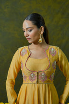 Pure Mul Chanderi Anarkali with Pure Organza Dupatta