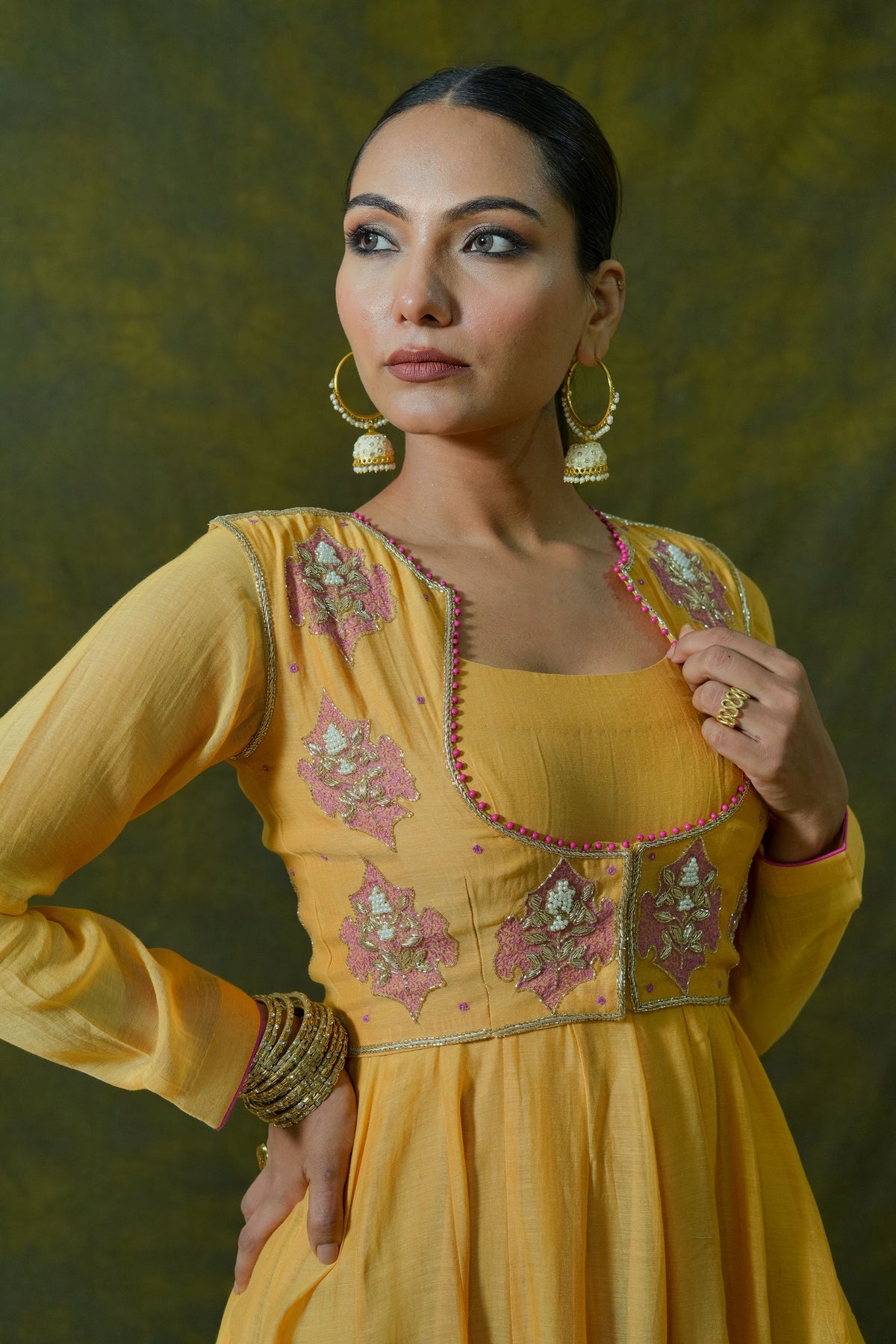 Pure Mul Chanderi Anarkali with Pure Organza Dupatta