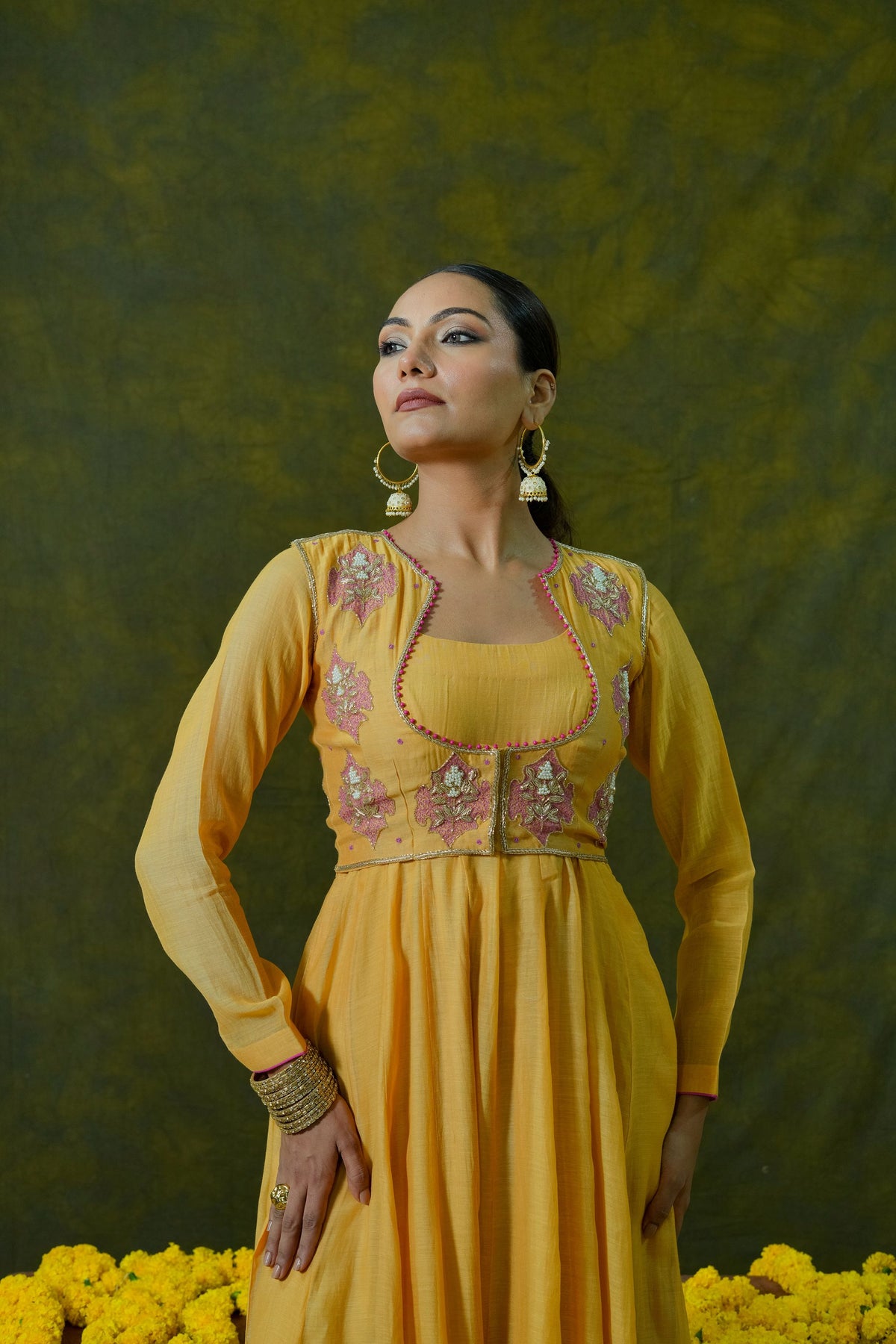 Pure Mul Chanderi Anarkali with Pure Organza Dupatta