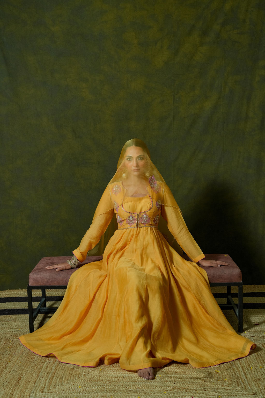 Pure Mul Chanderi Anarkali with Pure Organza Dupatta
