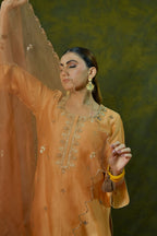 Pure Chanderi Silk Kurti & Pant with Organza Dupatta