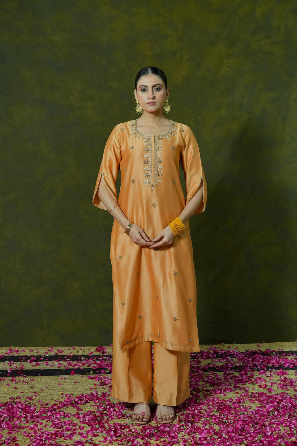 Pure Chanderi Silk Kurti & Pant with Organza Dupatta