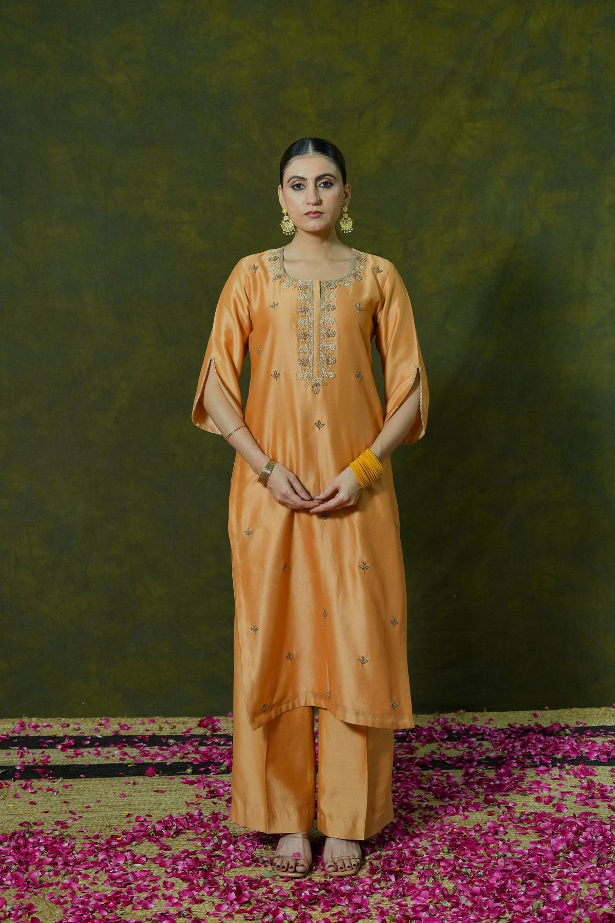 Pure Chanderi Silk Kurti & Pant with Organza Dupatta