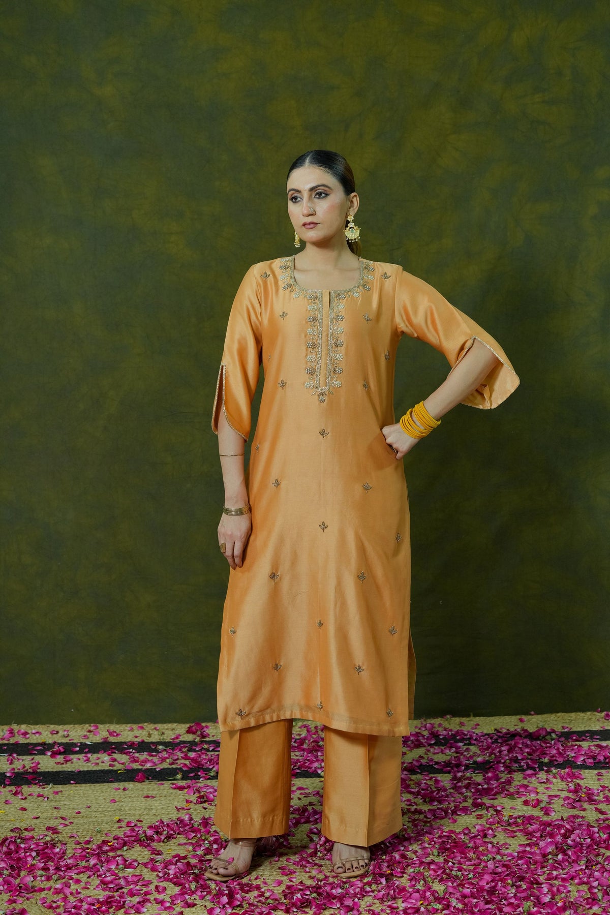 Pure Chanderi Silk Kurti & Pant with Organza Dupatta