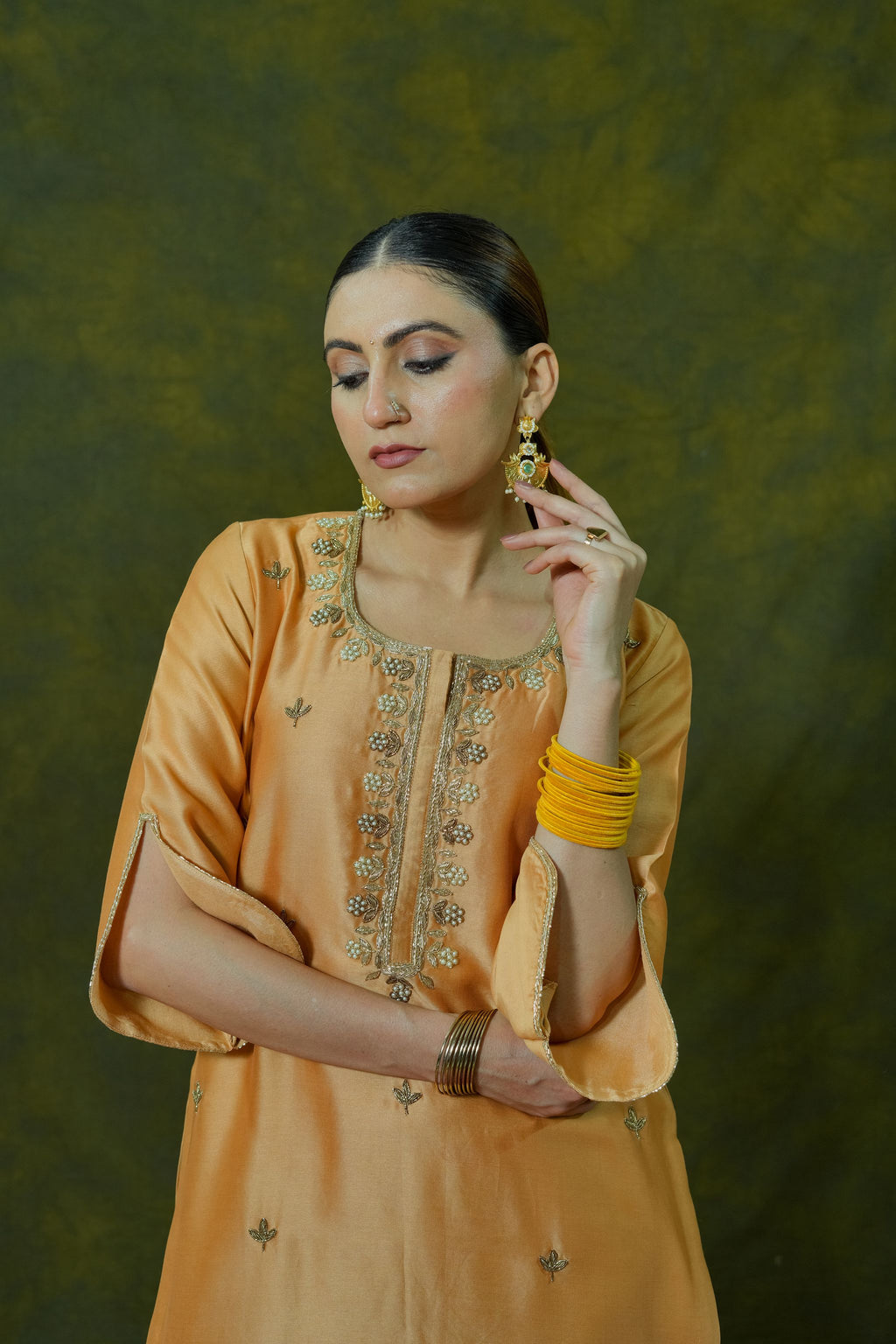 Pure Chanderi Silk Kurti & Pant with Organza Dupatta