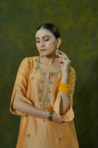 Pure Chanderi Silk Kurti & Pant with Organza Dupatta