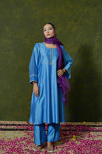 Pure Chanderi Silk Kurti & Pant with Organza Dupatta