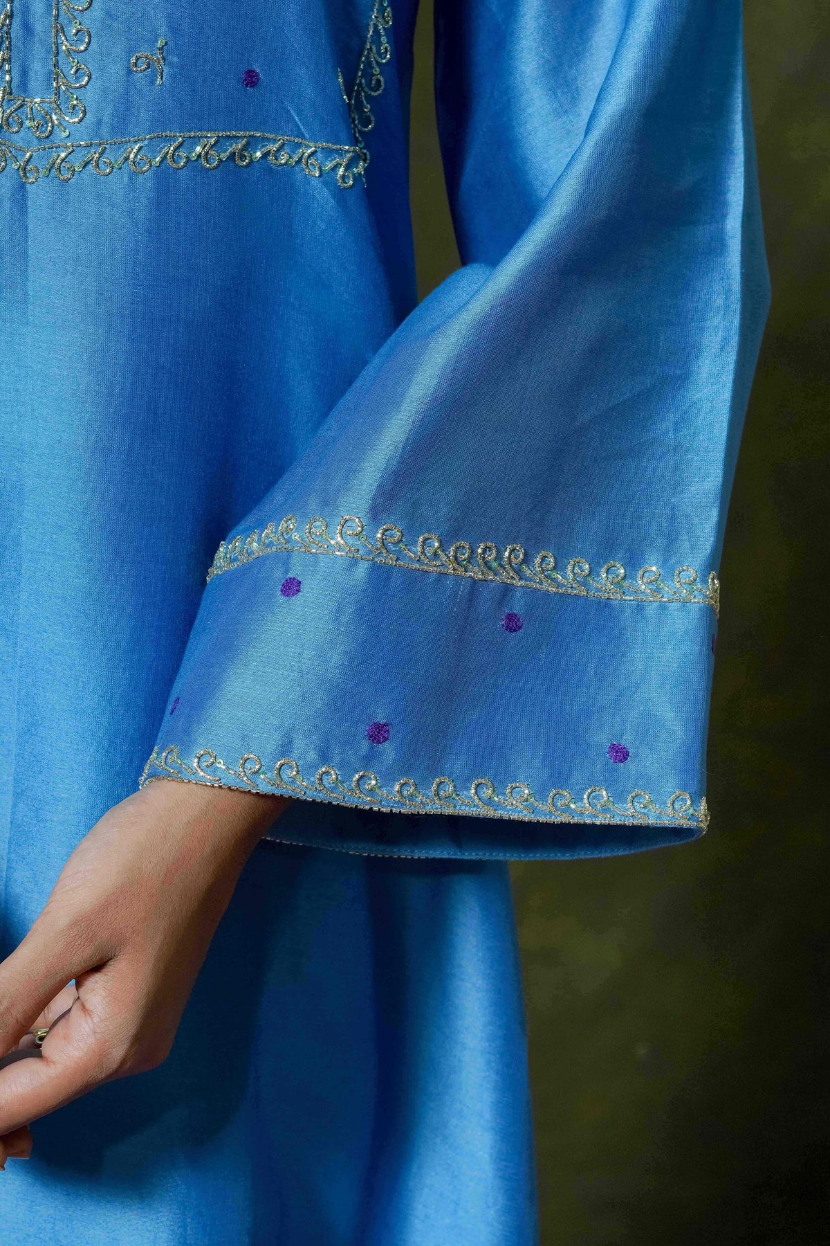 Pure Chanderi Silk Kurti & Pant with Organza Dupatta