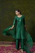 Pure Chanderi Silk Kurti & Pant with Organza Dupatta