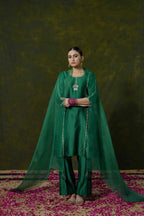 Pure Chanderi Silk Kurti & Pant with Organza Dupatta
