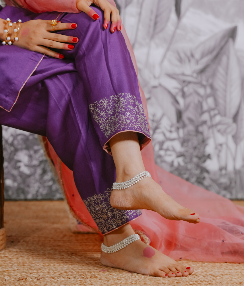Silk Chanderi Suit with Pithon Hand Embrodiray Orgnza Dupta