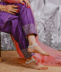 Silk Chanderi Suit with Pithon Hand Embrodiray Orgnza Dupta