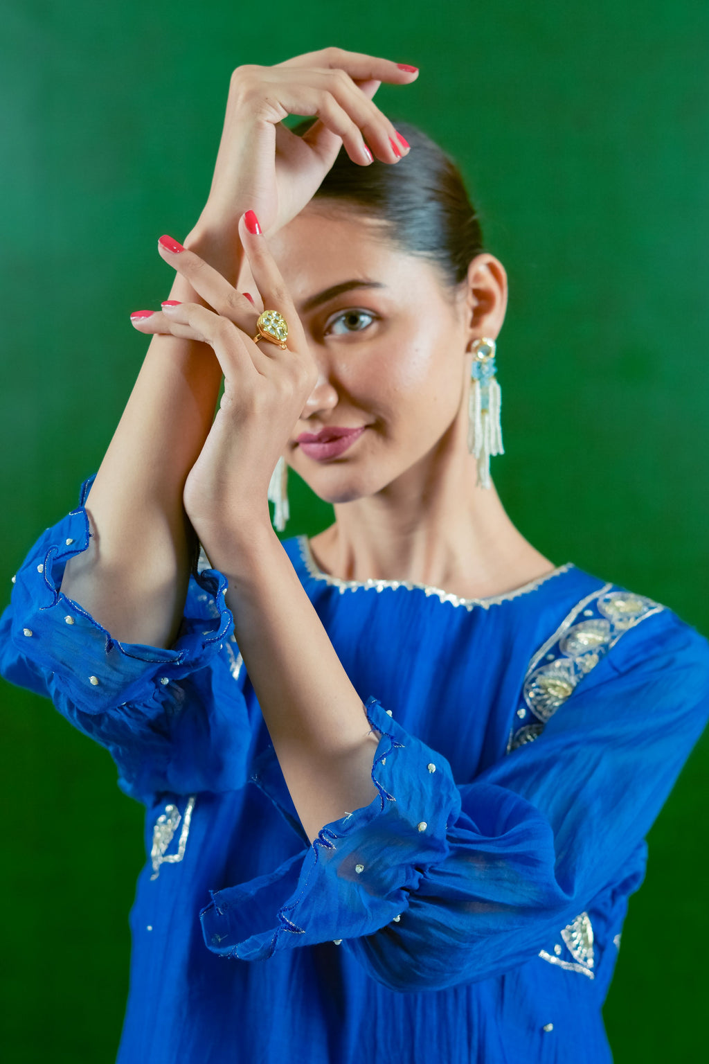 Mul Chanderi Suit with Orgnza Dupta Pure Zardozi Handwork