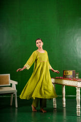 Mul Chanderi Suit with Orgnza Duptta Detail with Printest 