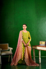 Mul Chanderi Suit with Orgnza Duptta Detail with Printest 