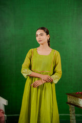 Mul Chanderi Suit with Orgnza Duptta Detail with Printest 