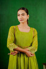 Mul Chanderi Suit with Orgnza Duptta Detail with Printest 