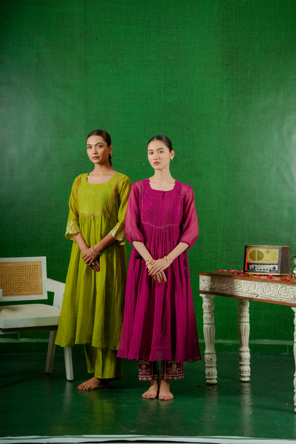Mul Chanderi Suit with Orgnza Duptta Detail with Printest 