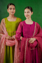 Pure Mul Chanderi Orgnza Dupta Pure Hand Embrodiray with Heavy Dupta Details with Printest Neck Designs 