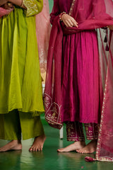 Pure Mul Chanderi Orgnza Dupta Pure Hand Embrodiray with Heavy Dupta Details with Printest Neck Designs 