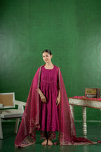 Pure Mul Chanderi Orgnza Dupta Pure Hand Embrodiray with Heavy Dupta Details with Printest Neck Designs 
