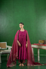 Pure Mul Chanderi Orgnza Dupta Pure Hand Embrodiray with Heavy Dupta Details with Printest Neck Designs 