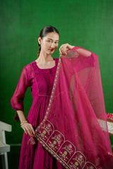 Pure Mul Chanderi Orgnza Dupta Pure Hand Embrodiray with Heavy Dupta Details with Printest Neck Designs 