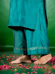 Silk Chanderi Suit with Orgnza Dupta Hand Embrodiray